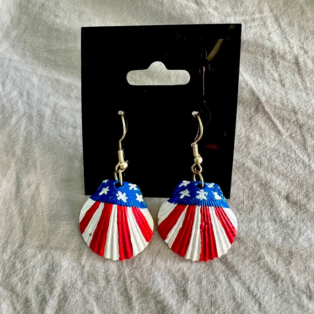 Hand painted shell earrings